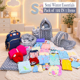 Fareto Premium Newborn Baby Winter Essentials Combo | 122-in-1 Gift Pack | Baby Products, Maternity Essentials & Bedding Set(0-6 Months)(F602)