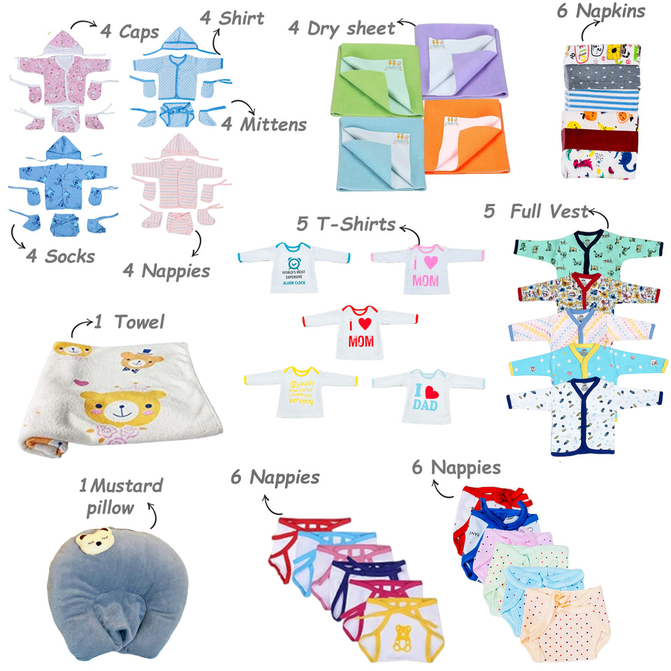 FARETO NEW BORN BABY PREMIUM QUALITY PURELY WINTER ESSENTIALS 130 IN 1 ( 0-6MONTHS)