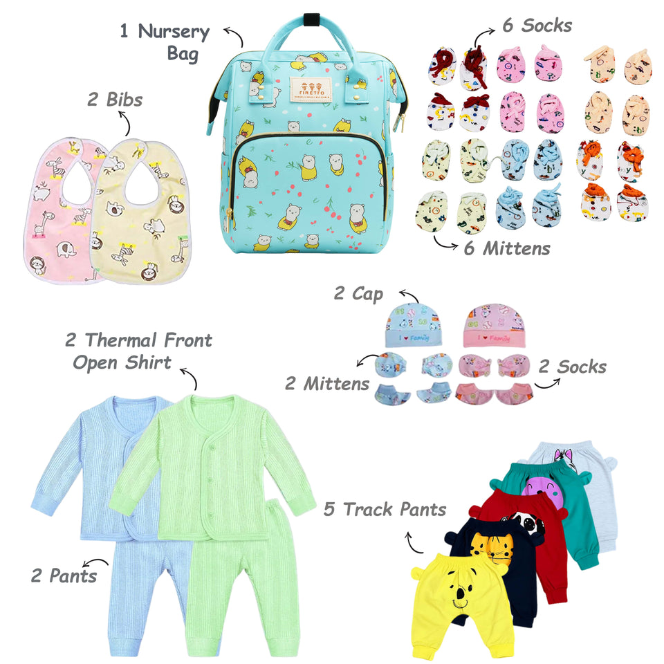 FARETO NEW BORN BABY PREMIUM QUALITY PURELY WINTER ESSENTIALS 130 IN 1 ( 0-6MONTHS)