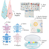 Fareto Baby Winter Essential Combo For New Born | Gift Pack | Baby Products | Maternity Essentials | Bedding Set (131 Items)(0-6 Months)(F684)