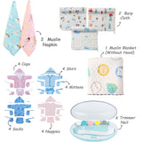 Fareto Baby Semi Winter Essential Combo For New Born | Gift Pack | Baby Products | Maternity Essentials | Bedding Set (131 Items)(0-6 Months)(F590)