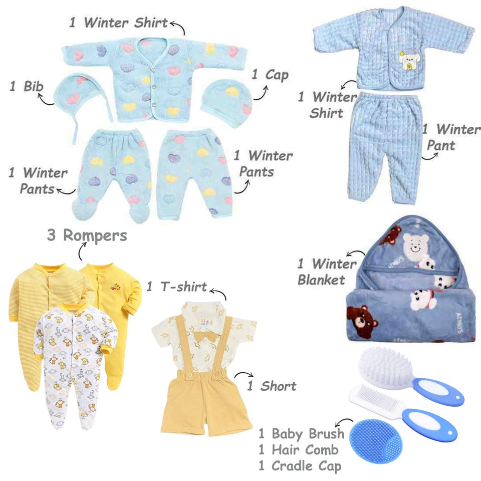 Fareto New Born 82 in 1 High Quality Premium Baby Monsoon Season Hospital Essentials Set | Soft, Warm & Comfortable Gift Kit for Newborn Babies (0-6 Months)(F782)