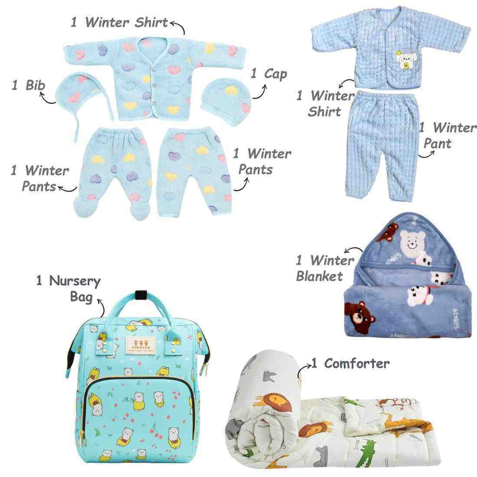 Fareto New Born 104 in 1 High Quality Premium Baby Monsoon Season Hospital Essentials Set | Soft, Warm & Comfortable Gift Kit for Newborn Babies (0-6 Months)(F765)