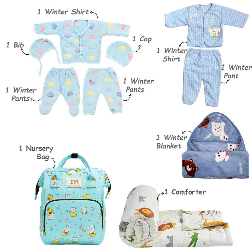 Fareto New Born 104 in 1 High Quality Premium Baby Monsoon Season Hospital Essentials Set | Soft, Warm & Comfortable Gift Kit for Newborn Babies (0-6 Months)(F764)