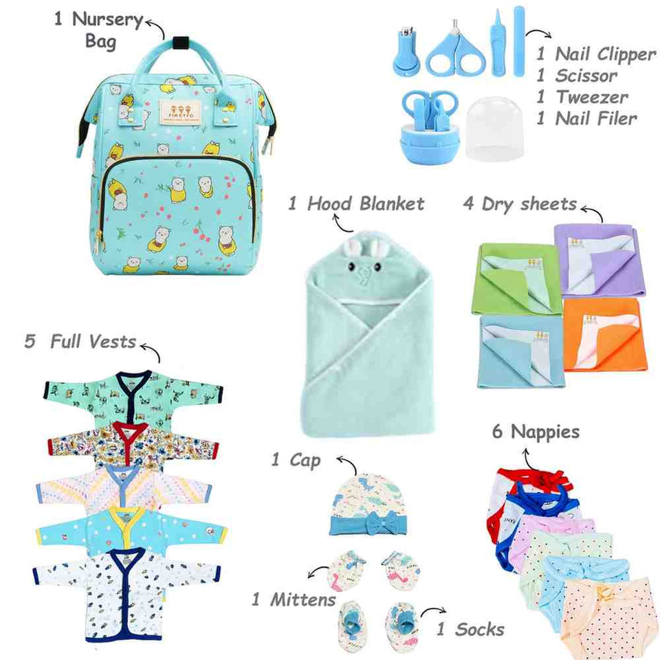 FARETO NEW BORN BABY MONSOON AND SEMI WINTER SEASON HOSPITAL ESSENTIALS 81 IN 1 (0-6 MONTHS)(F571)