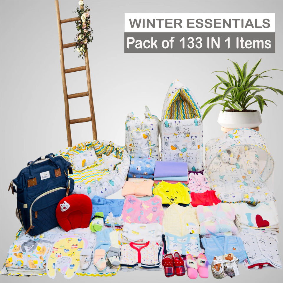 FARETO NEW BORN BABY PREMIUM QUALITY PURELY WINTER ESSENTIALS 133 IN 1 ( 0-6MONTHS)
