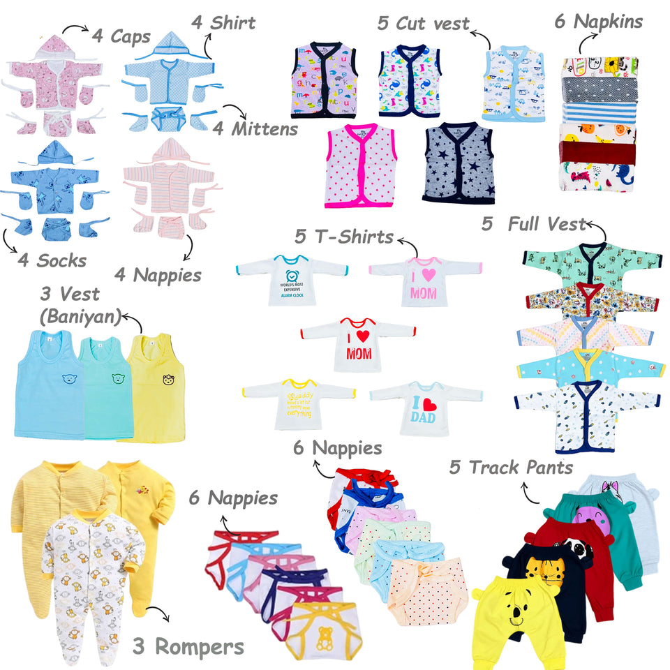 FARETO NEW BORN BABY PREMIUM QUALITY PURELY WINTER ESSENTIALS 133 IN 1 ( 0-6MONTHS)