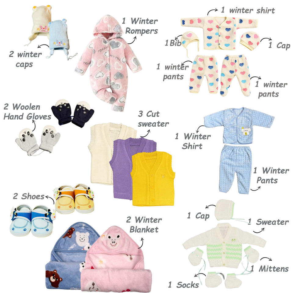 FARETO NEW BORN BABY PREMIUM QUALITY PURELY WINTER ESSENTIALS 133 IN 1 ( 0-6MONTHS)(F665)