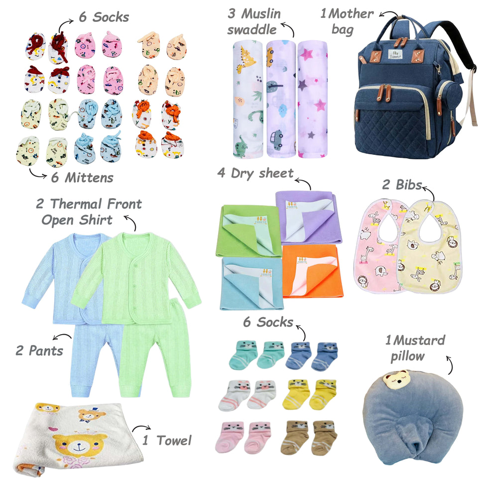 FARETO NEW BORN BABY PREMIUM QUALITY PURELY WINTER ESSENTIALS 133 IN 1 ( 0-6MONTHS)(F665)