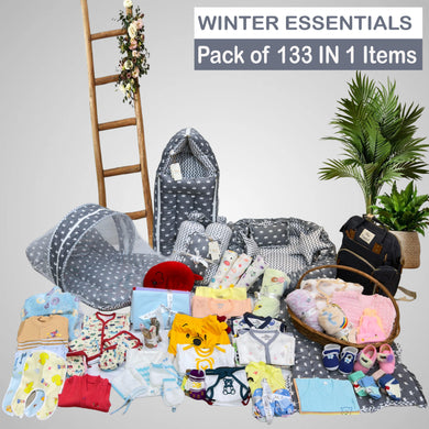 FARETO NEW BORN BABY PREMIUM QUALITY PURELY WINTER ESSENTIALS 133 IN 1 ( 0-6MONTHS)(F665)