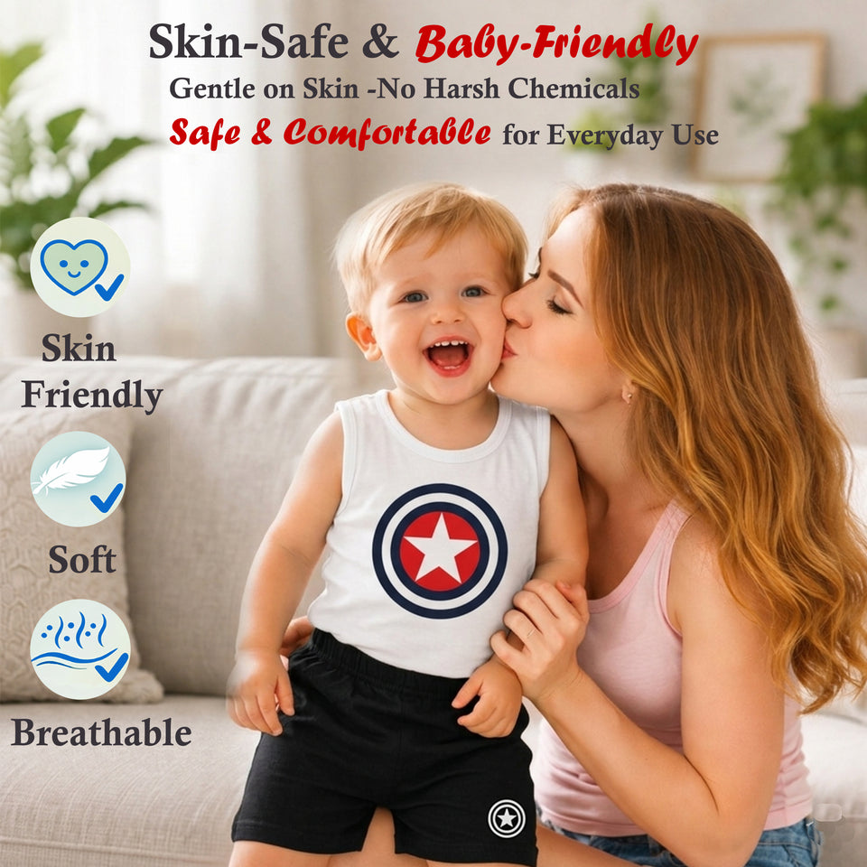 Infantbond Baby Boy's and Girl's Sleeveless T-Shirt and Short 100% Cotton Clothing Set (F141)