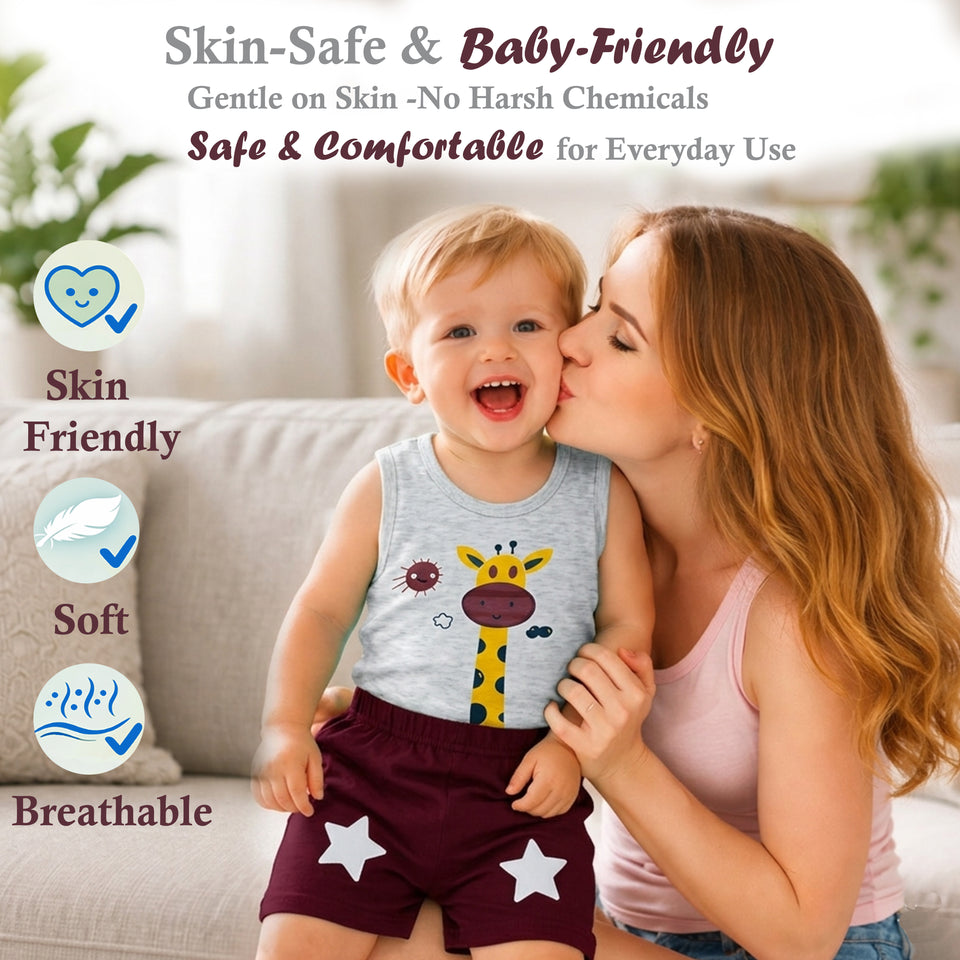 Fareto Baby Boy's and Girl's Sleeveless T-Shirt and Short 100% Cotton Clothing Set (F140)