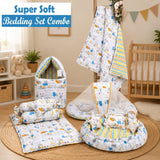 Fareto Complete Bedding Set essentials Combo For Baby (0-6 Months)(Good Night Blue)(F494)