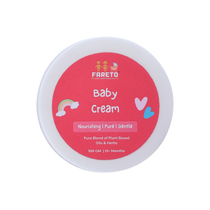 Fareto  Baby Cream | Nourishing & Moisturizing Formula with No Artificial Color | Pure Blend of Plant-Based Oils & Herbs for Gentle Care (100 Gram)