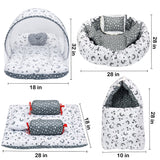 Fareto Combo of Baby Nest | Net with Bed | Carry Bag | 4 Pcs Bedding Set(0-6 Months )(F156)