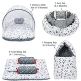 Fareto Combo of Baby Nest | Net with Bed | Carry Bag | 4 Pcs Bedding Set(0-6 Months )(F156)