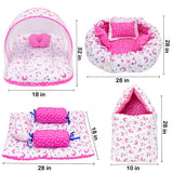 Fareto Combo of Baby Nest | Net with Bed | Carry Bag | 4 Pcs Bedding Set(0-6 Months )(F156)
