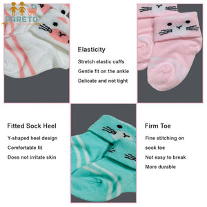 Fareto new born baby premium ultra soft socks for baby pack of 6 (0-3 months)