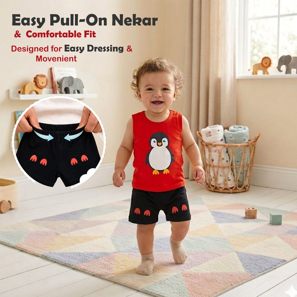 Fareto Baby Boy's and Girl's Sleeveless T-Shirt and Short 100% Cotton Clothing Set(F138)