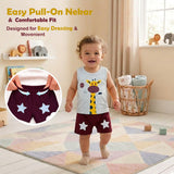 Fareto Baby Boy's and Girl's Sleeveless T-Shirt and Short 100% Cotton Clothing Set (F140)