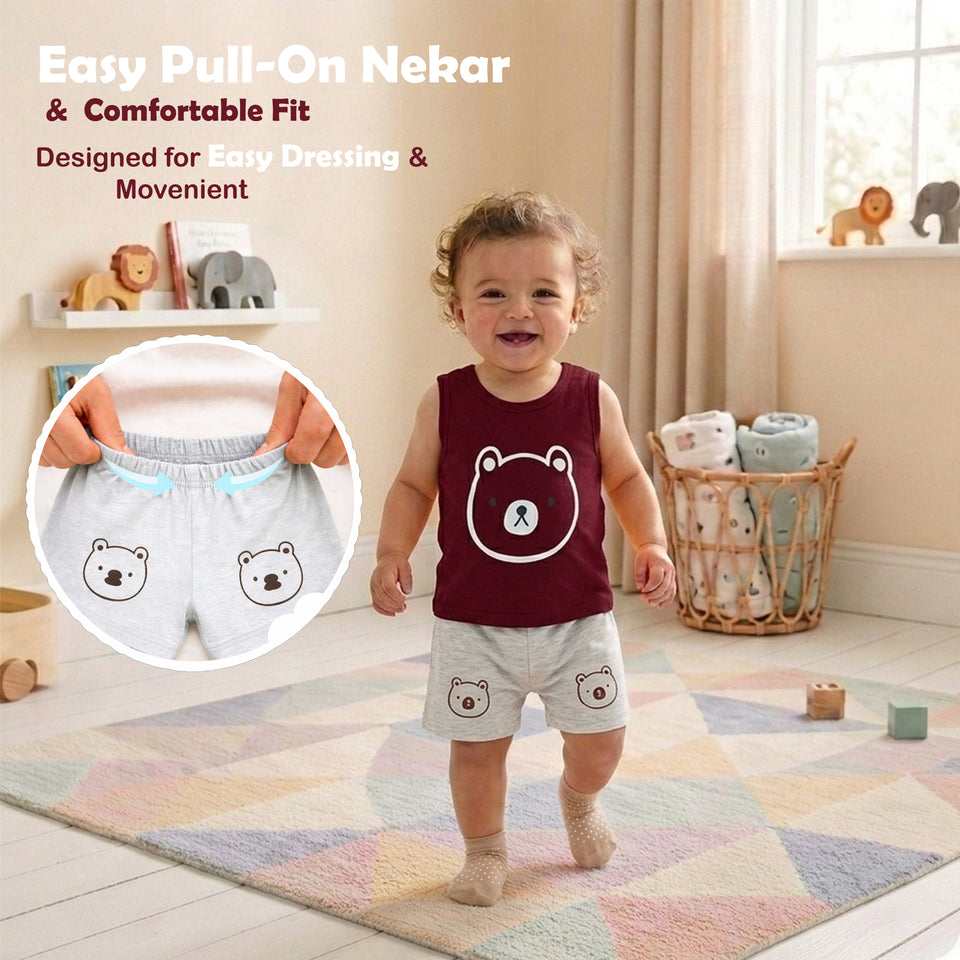 Fareto Baby Boy's and Girl's Sleeveless T-Shirt and Short 100% Cotton Clothing Set(F139)