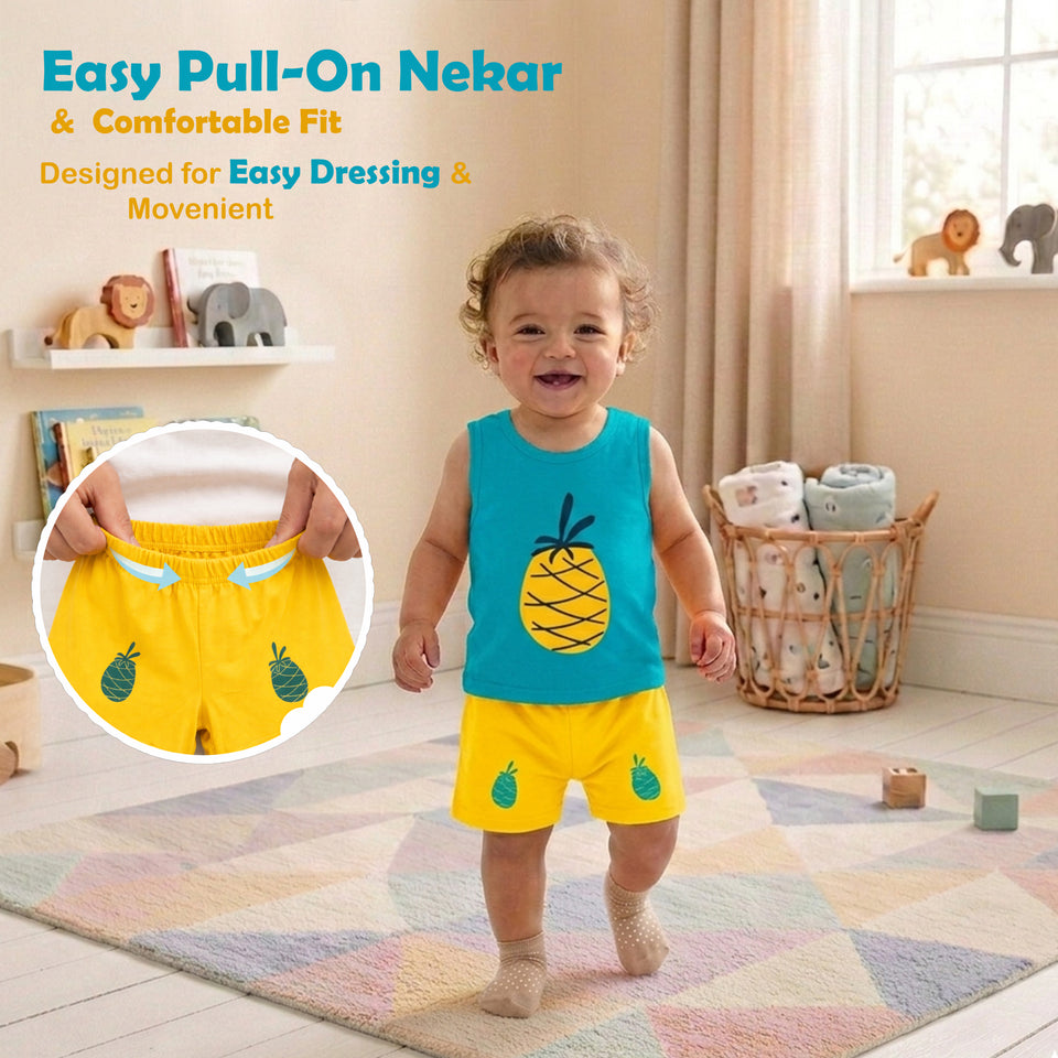 Fareto Baby Boy's and Girl's Cut Sleeve T-Shirt and Short Combo 100% Cotton Clothing Set ( PACK OF 2)(F142)