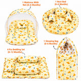 Fareto Premium Newborn Baby Semi-Winter Season Hospital Essentials Combo | 86-in-1 Baby Gift Pack | Maternity Essentials & Bedding Set | 0–6 Months (F370)