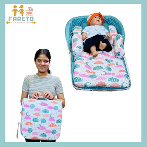 Fareto Baby Travel Friendly for Kids Portable Baby Comfortable Cushioning(0+6 Months)(Sprial cloud Pista green)