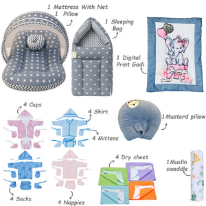 Fareto Premium Quality Baby Summer Essentials 30 in 1 New Combo (0-6Months)(Crown)(F513)