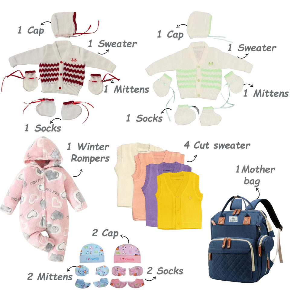 Fareto New Born Baby Winter Wear Clothing Set Combo 35 in 1(F210)