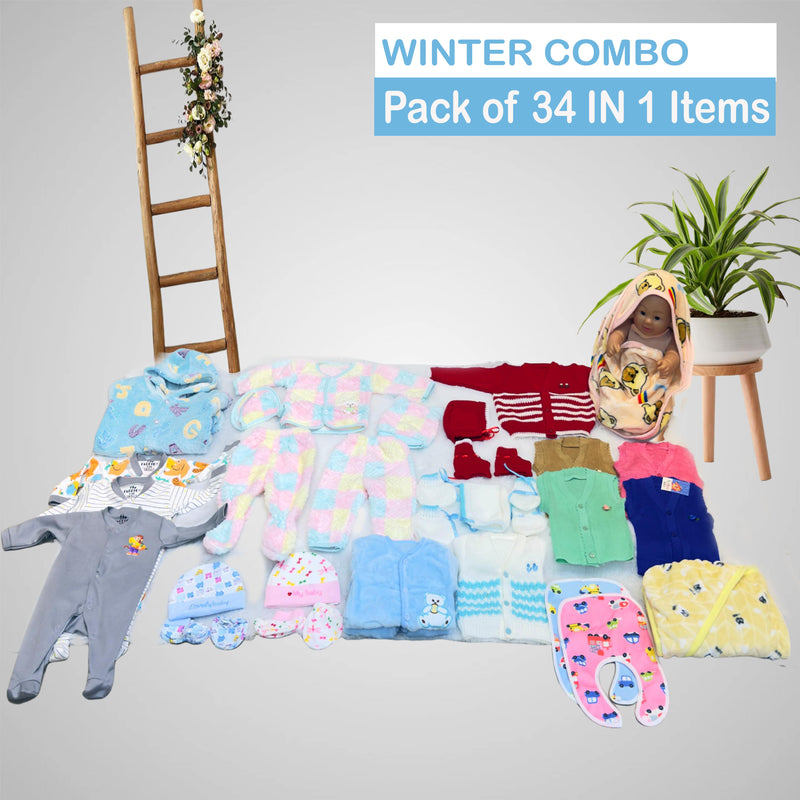 Fareto Baby Winter Wear Clothing Set (Pack Of 34)(0-6 Months)