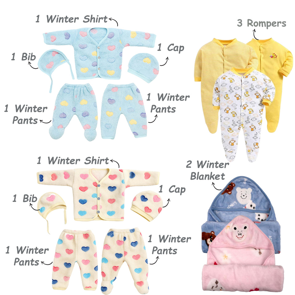 Fareto New Born Baby Winter Wear Clothing Set Combo 35 in 1(F210)