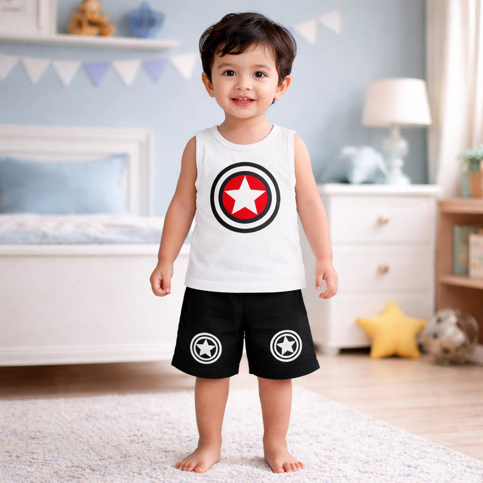 Infantbond Baby Boy's and Girl's Sleeveless T-Shirt and Short 100% Cotton Clothing Set (F141)
