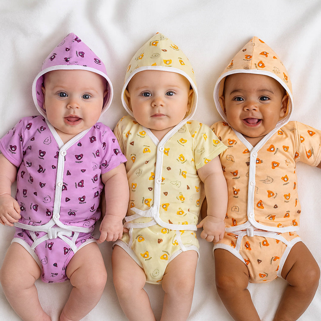 Fareto New Born Baby Premium Quality Clothing Set (0-2 Months)(Pack of 3)(F544)