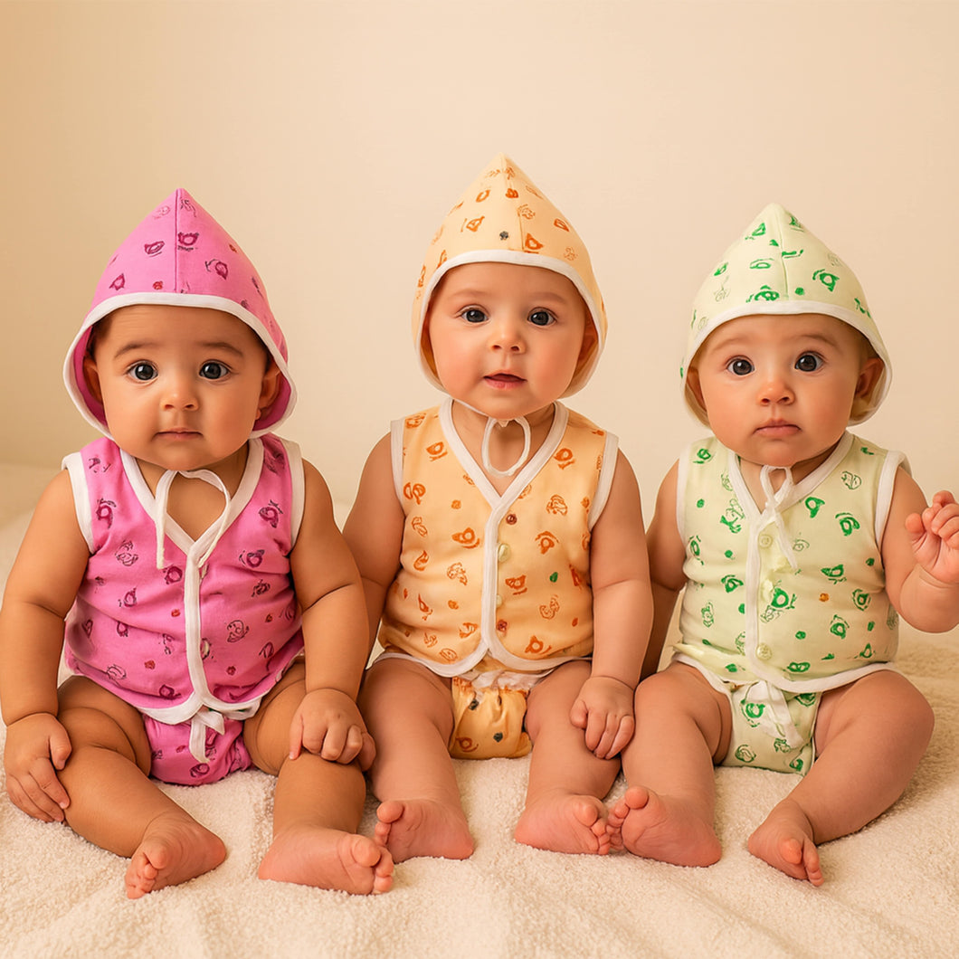 Fareto New Born Baby Premium Quality Clothing Set (0-2 Months)(Pack of 3)(F542)