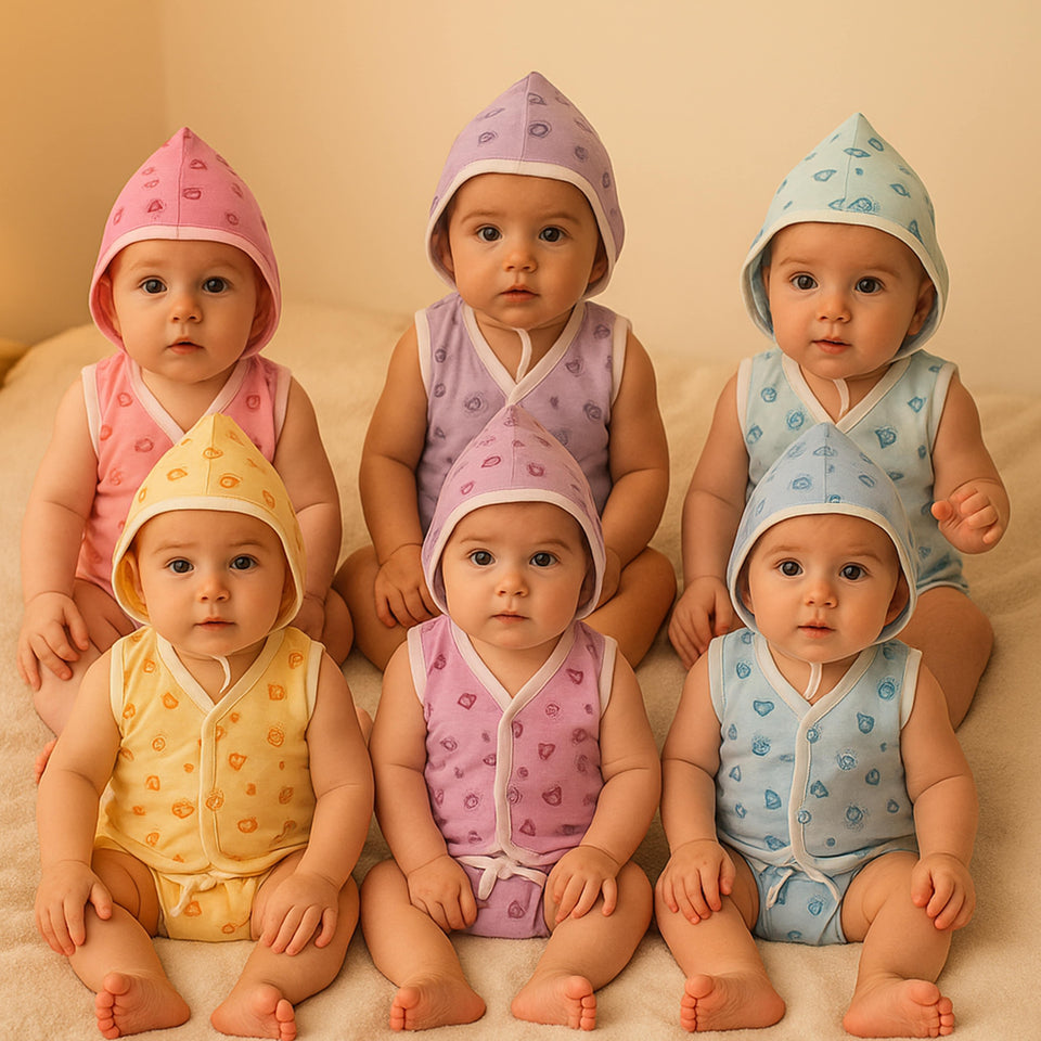 Fareto New Born Baby Premium Quality Clothing Set (0-2 Months)(Pack of 6)(F548)