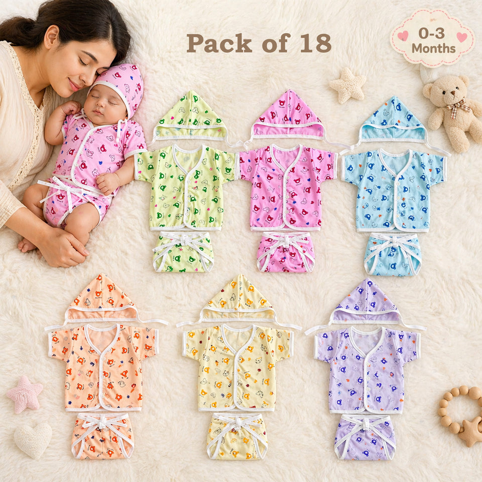 Fareto New Born Baby Premium Quality Clothing Set (0-3 Months)(Pack of 6)(F547)