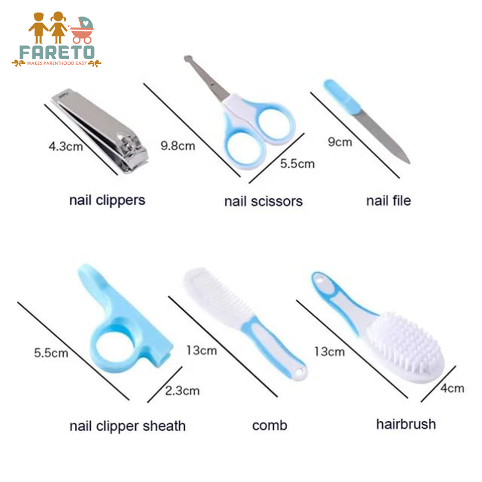 Fareto  new born Accessories Set Baby Nail Clipper, Scissors, Hair Comb Brush, Nose Cleaner, For Toddler Infant Nursing Grooming(Pack Of 5 Pc),