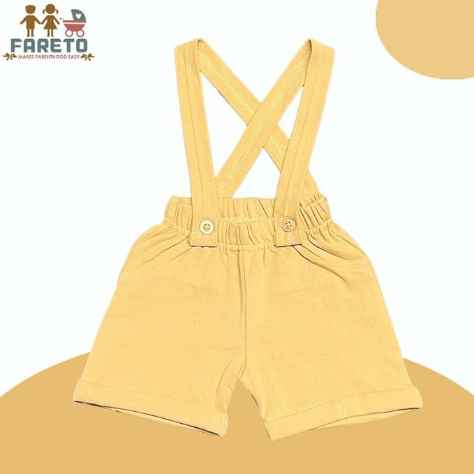 Fareto Cotton Dungaree & T-Shirt Clothing Set for Baby | Party Wear & Casual Dress for Unisex Baby