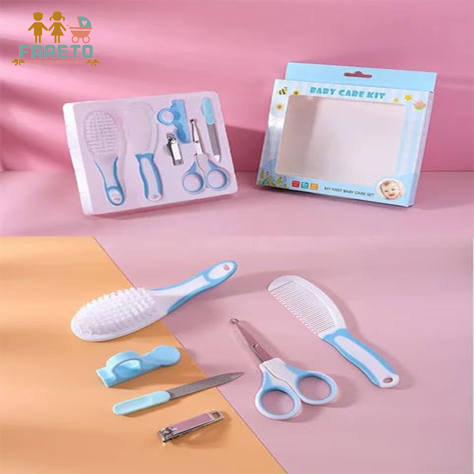 Fareto  new born Accessories Set Baby Nail Clipper, Scissors, Hair Comb Brush, Nose Cleaner, For Toddler Infant Nursing Grooming(Pack Of 5 Pc),