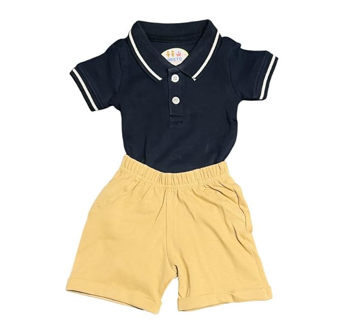 Fareto Cotton T-Shirt With Shorts Clothing Set for Baby | Party Wear & Casual Dress for Baby Boys & Baby Girls