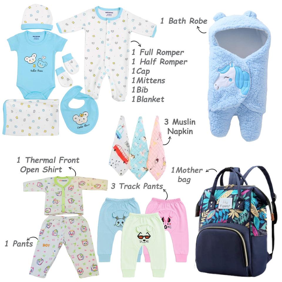 Fareto New Born 44 in 1 High Quality Premium Baby Winter Wear Set – Soft, Warm & Perfect Gift for Newborns(0-6 Months)(F648)