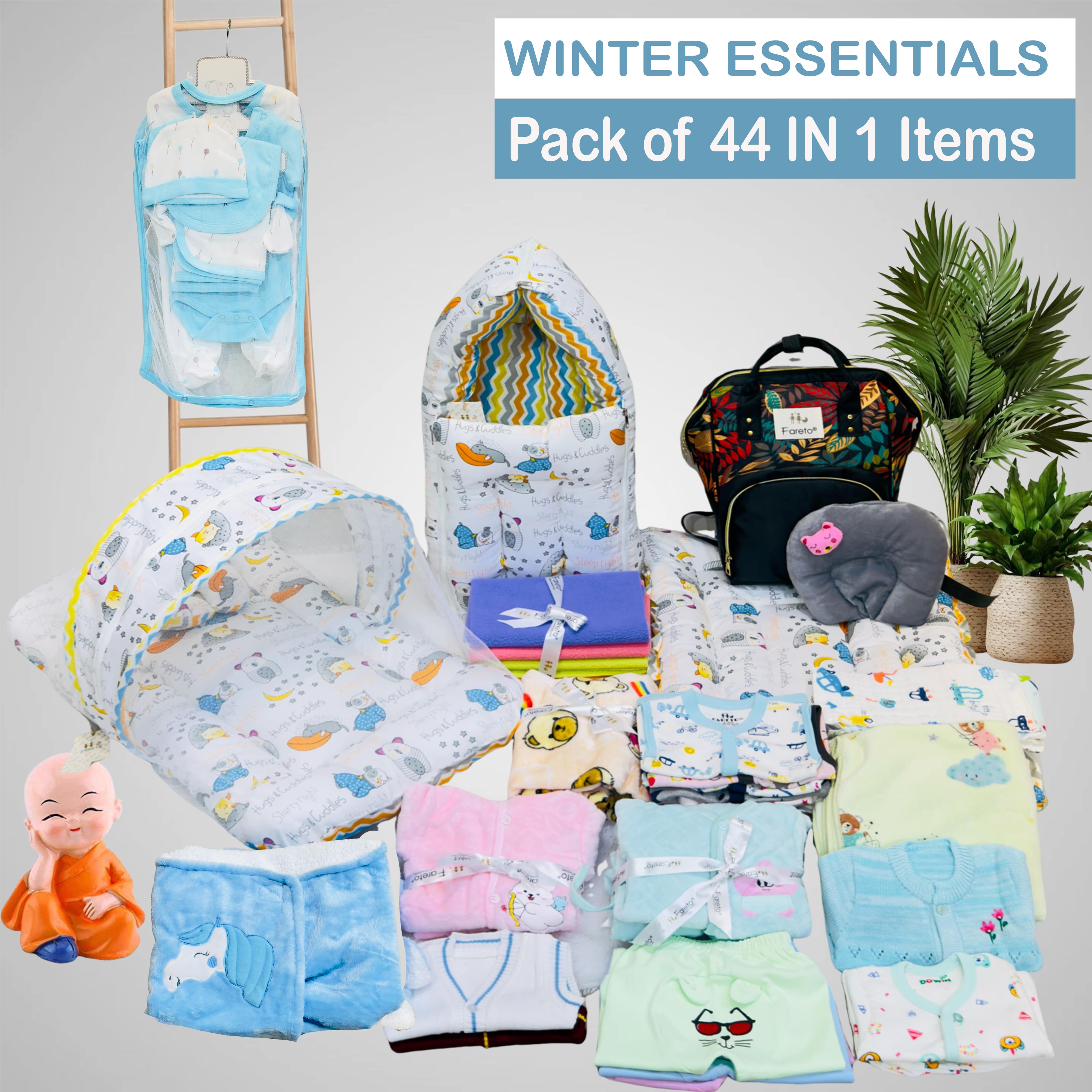 Fareto New Born 44 in 1 High Quality Premium Baby Winter Wear Set – Soft, Warm & Perfect Gift for Newborns(0-6 Months)(F648)