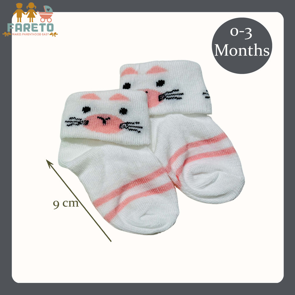 Fareto new born baby premium ultra soft socks for baby pack of 6 (0-3 months)