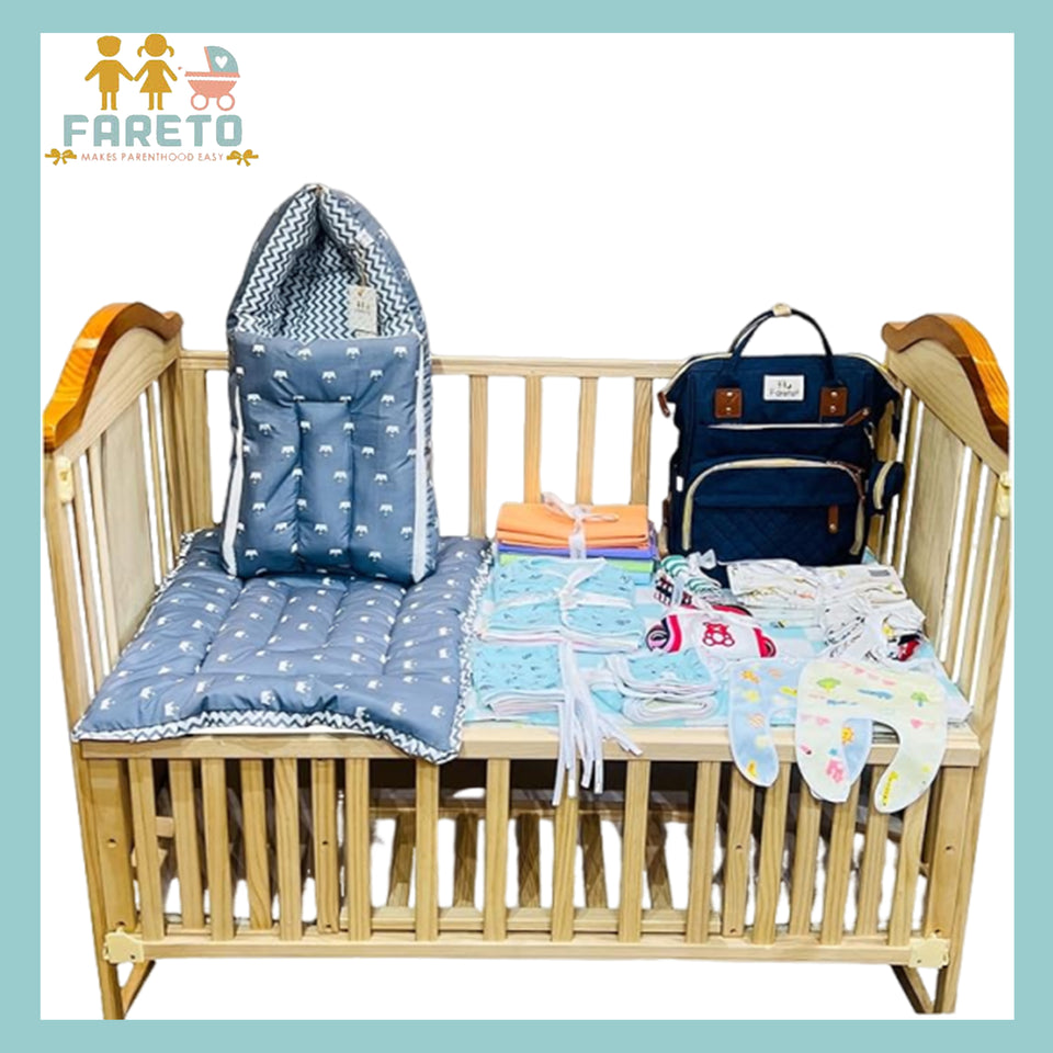 Fareto New Born Baby Premium Summer Essentials 54 In 1 Hospital  Combo (0-6 Months)