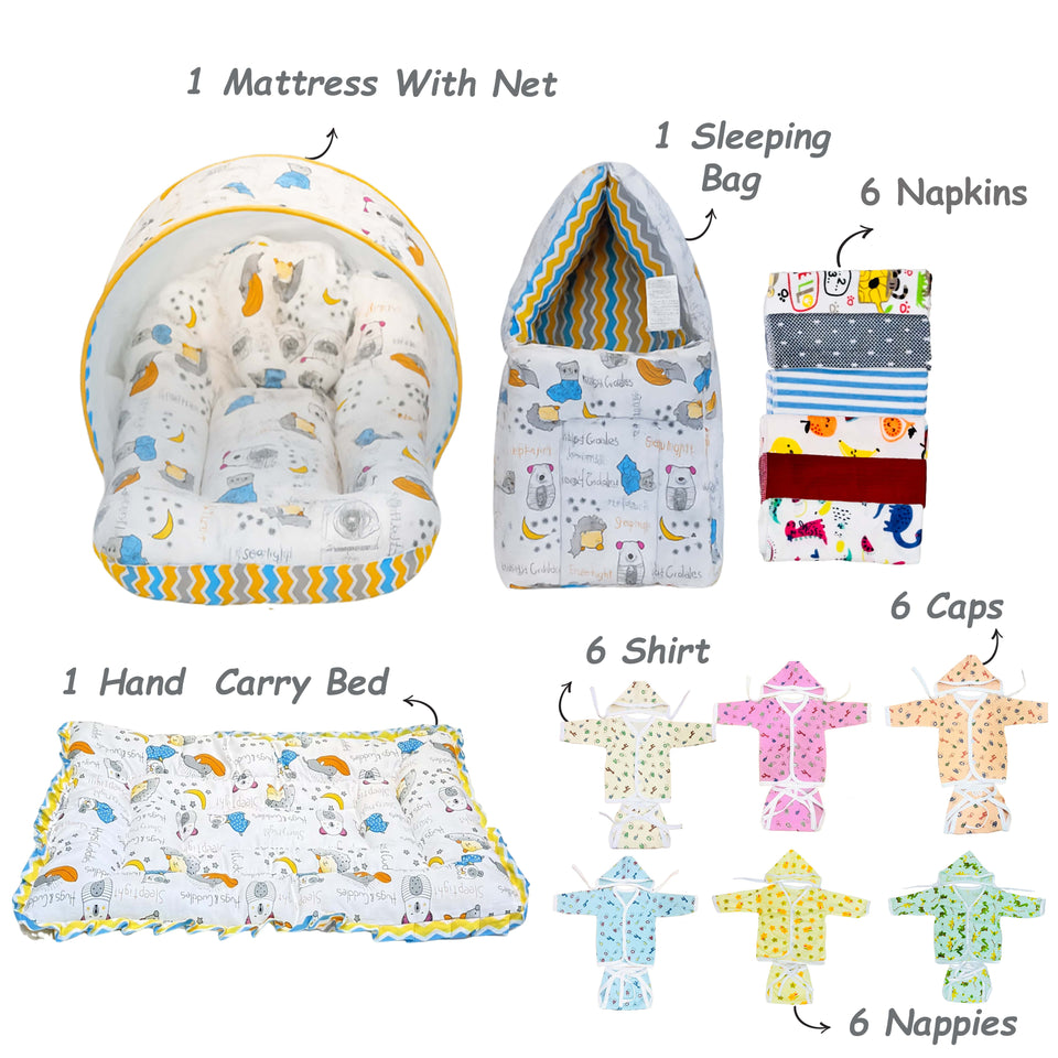 Fareto Premium Quality Baby Summer Essentials 55 in 1 New Combo (0-6Months)(F516)