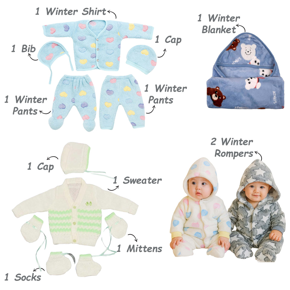 Fareto New Born Baby Purely winter Essentials Pack of 55 (0-6 months)(F668)