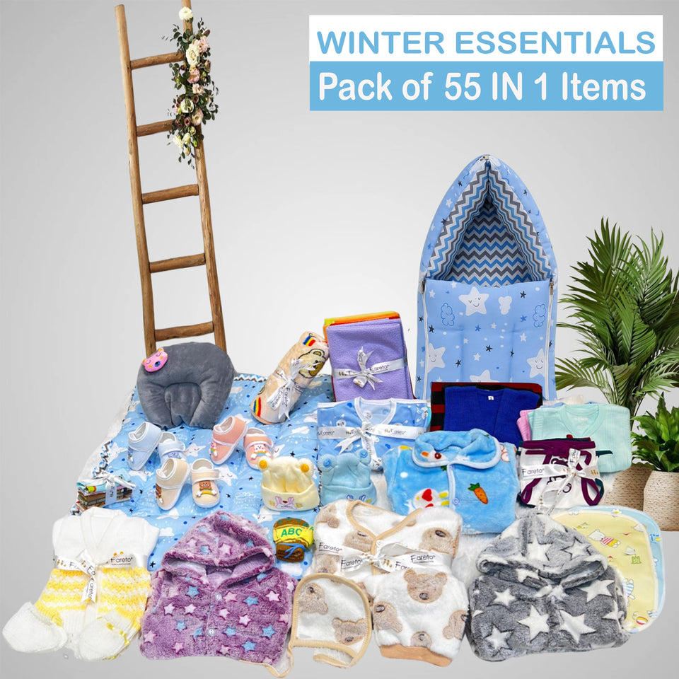 Fareto New Born Baby Purely winter Essentials Pack of 55 (0-6 months)(F668)