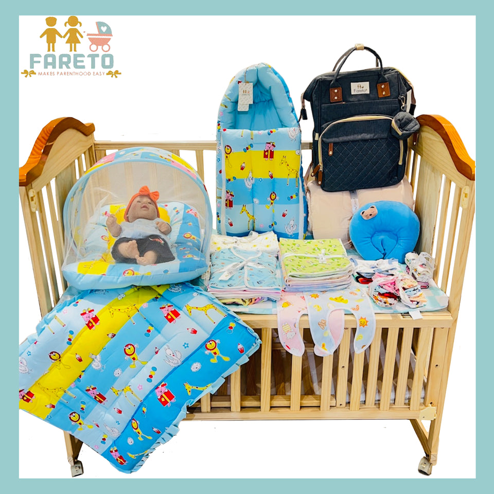 Fareto New Born Baby Hospital Essentials All season Use 58 In 1 Combo(0-6 Months)