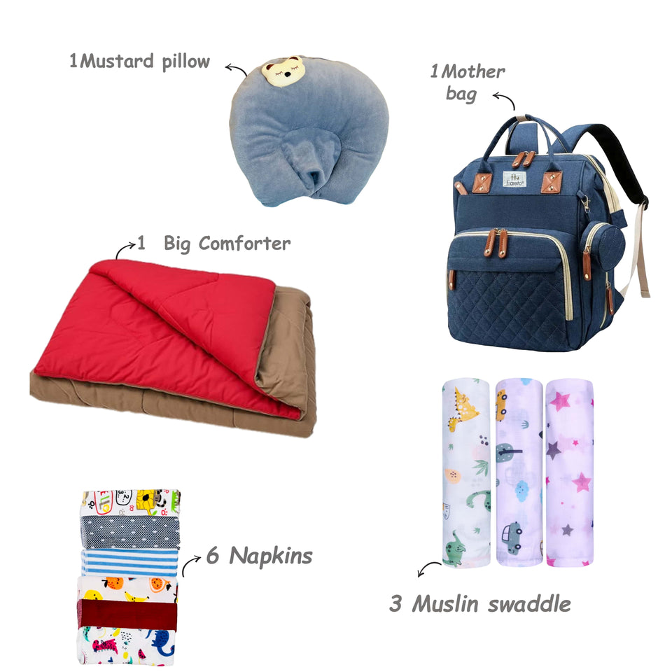 Fareto New Born Baby Hospital Essentials All season Use 58 In 1 Combo(0-6 Months)(F292)
